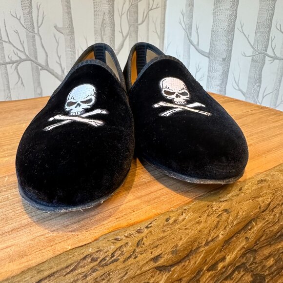 Del Toro Skull Black Velvet Loafers Size 7.5. EUC - Picture 6 of 7